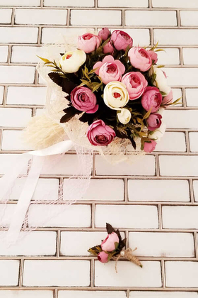 Gelin Çiçeği Annabel 2li Set (Gelin Buketi, Yaka Çiçeği) - 3