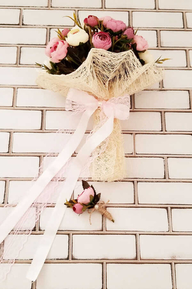 Gelin Çiçeği Annabel 2li Set (Gelin Buketi, Yaka Çiçeği) - 4