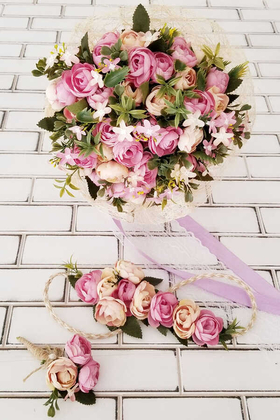 Gelin Çiçeği Ayperi Somon Mor 3lü Set - 2