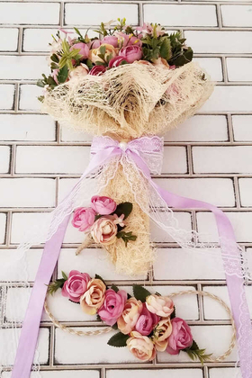 Gelin Çiçeği Ayperi Somon Mor 3lü Set - 3