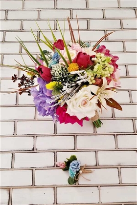 Gelin Çiçeği Berisa 2li Set (Gelin Buketi, Yaka Çiçeği) - 3