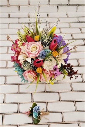 Gelin Çiçeği Berisa 2li Set (Gelin Buketi, Yaka Çiçeği) - 4