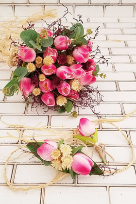 Delbin Gelin Buketi Pembe Islak Lale Çilek Esintisi 3lü Set - 2