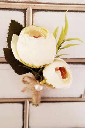 Gelin Buketi Menefer Bordo - Beyaz Şakayıklar 3lü Set - 4