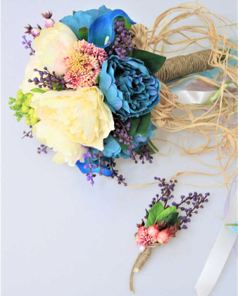 Gelin Çiçeği Sophia 2li Set (Gelin Buketi, Yaka Çiçeği) - 1
