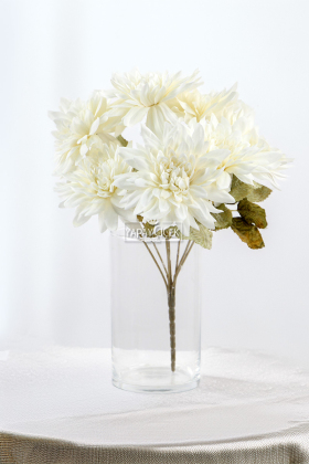 Gerçeğe Yakın Dahlia Yıldız Çiçeği 30 cm Kırık Beyaz - 2