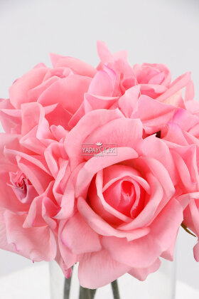 Yapay Premium 5li Islak Gül Demeti Dolgun Pembe - 2