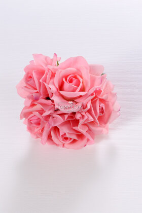 Yapay Premium 5li Islak Gül Demeti Dolgun Pembe - 3