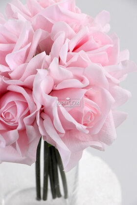 Yapay Premium 5li Islak Gül Demeti Pudra Pembe - 2