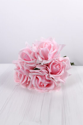 Yapay Premium 5li Islak Gül Demeti Pudra Pembe - 3