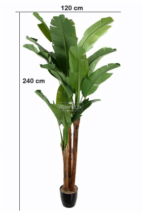 Yapay Ağaç 3 Gövde Tropik 22 Yapraklı Muz Gerçek Doku 240 cm - 4