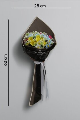 Yapay Papatya Eterna Daisy Hediyelik Buket Sevgili Özel Gün Buketi Gökkuşağı - 3