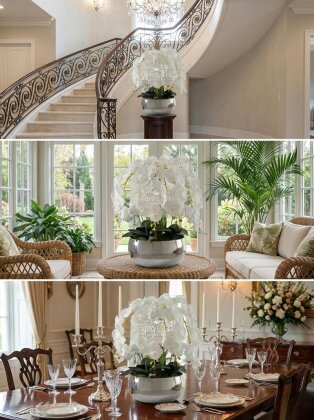 Metal Gümüş Saksıda Lüx 10lu Orkide Beyaz - 2