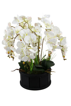 Dekoratif Ahşap Saksıda Orkide Tanzimi Beyaz - 2