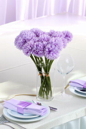 Yapay Çiçek Top Krizantem 7li Mini Kartopu Demeti 30 cm Lila - Yapay Çiçek Deposu