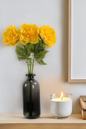 Yapay Islak Açmış Premium Şakayık Dalı 58 cm Sarı - Yapay Çiçek Deposu