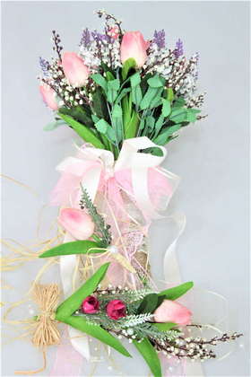 Islak Lale Gelin Buketi 3lü Set Pembe - 5