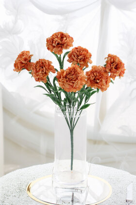 Yapay Çiçek 7li Karanfil Çiçeği Demeti 35 cm Kahverengi - 2