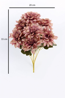 Yapay Çiçek 7li Dahlia Demeti 33 cm Kahverengi - 3