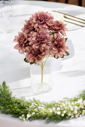 Yapay Çiçek 7li Dahlia Demeti 33 cm Kahverengi - 2