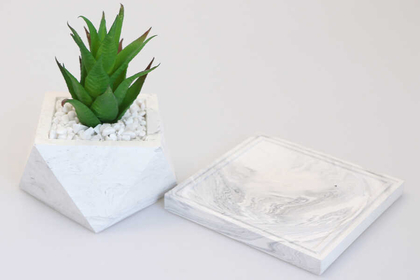 Altlıklı Beton Saksıda Kaliteli Yapay Succulent Kaktüs Set Yeşil - 2