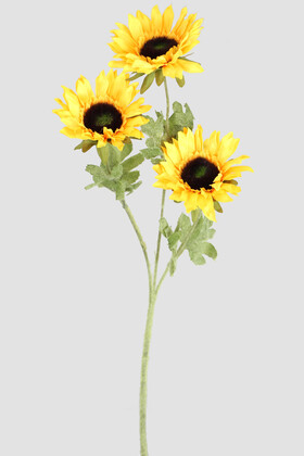 Yapay 3lü Ayçiçeği Dalı 60 cm - Yapay Çiçek Deposu