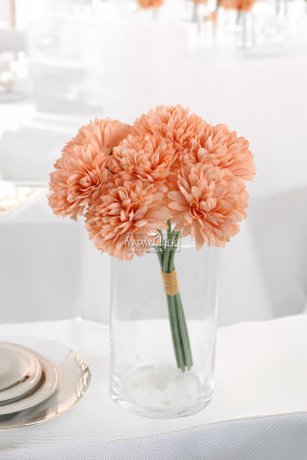 Yapay Çiçek Top Krizantem 7li Mini Kartopu Demeti 30 cm Somon - 2