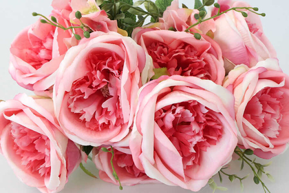 Yapay Çiçek 12 Dal Ortancalı Şakayık Gül Büyük Demet 50 cm Pembe - 3