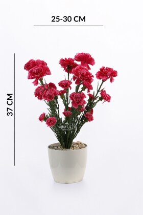 Yapay Karanfil Çiçeği Tanzimi Saksılı 37 cm Fuşya - 4