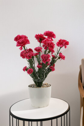 Yapay Karanfil Çiçeği Tanzimi Saksılı 37 cm Fuşya - 2