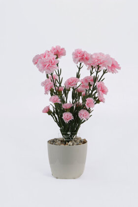 Yapay Karanfil Çiçeği Tanzimi Saksılı 37 cm Pembe - 3