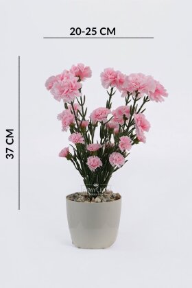 Yapay Karanfil Çiçeği Tanzimi Saksılı 37 cm Pembe - 4