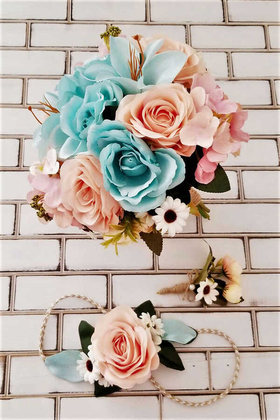 Gelin Buketi Kiones Lilyum Gül 3lü Set - 3