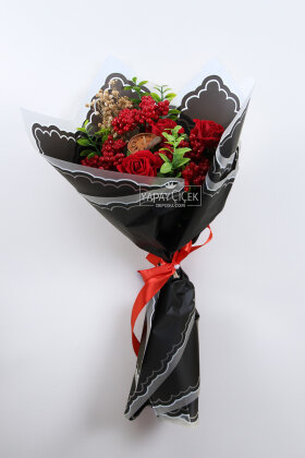 Yapay Yeni Yıl Kırmızı Düş Kokina Kokina Buketi 55 cm - Yapay Çiçek Deposu