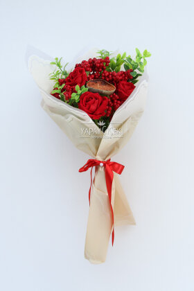 Yapay Yeni Yıl Kırmızı Düş Kokina Buketi 55 cm - Yapay Çiçek Deposu