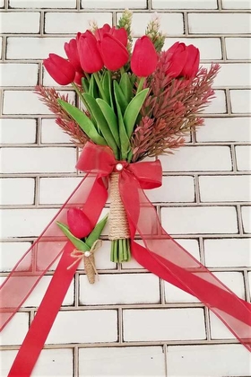 Kırmızı Islak Lale Gelin Çiçeği 2li Set - 3