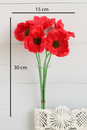 Yapay Çiçek Lüx Islak 5li Dağ Lalesi Demeti 25 cm Kırmızı - 2