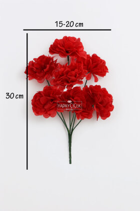 Yapay Çiçek 7 Dallı Eko Kasımpatı Demeti 30 cm Kırmızı - 3