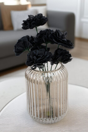 Yapay Çiçek 7 Dallı Eko Kasımpatı Demeti 30 cm Siyah - 2