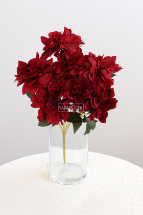 Yapay Çiçek 7li Dahlia Demeti 33 cm Kırmızı - 2