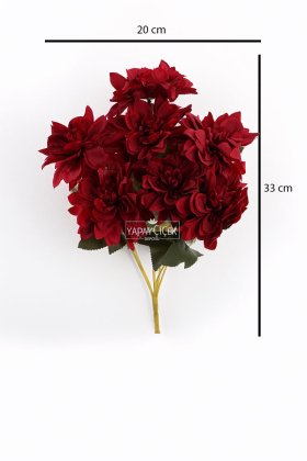 Yapay Çiçek 7li Dahlia Demeti 33 cm Kırmızı - 3