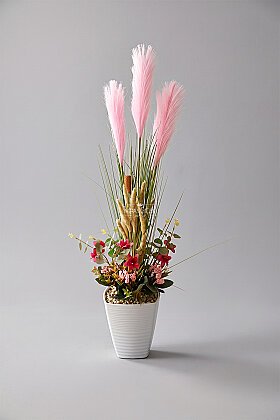 Kristal Saksıda Yapay Çiçek Dolce Flora Tanzimi 95 cm Pembe - 3