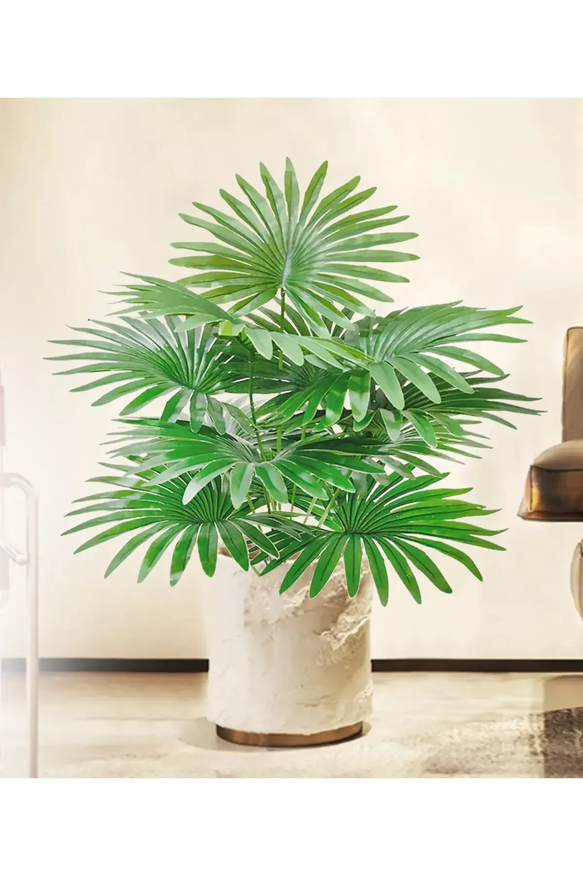 Yapay Lüx 18 Dallı Palmiye Bitkisi 70 cm Yeşil(Saksısız) - 2