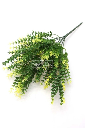 7 Dal Plastik Okaliptus Demeti 35 cm Yeşil-Sarı - 3