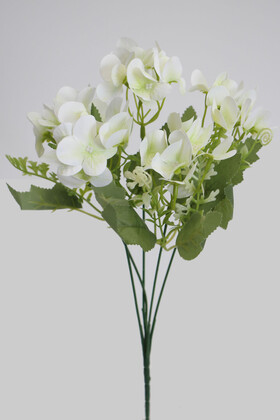 Yapay Küçük Islak Ortanca Demeti 32 cm Beyaz - 1