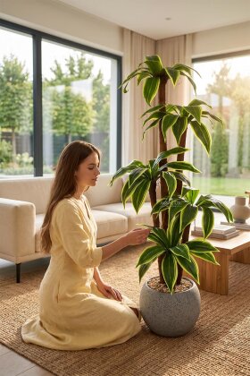 Küre Saksıda Yapay Ağaç Kyoto Çizgili Cordyline 155 cm - Yapay Çiçek Deposu