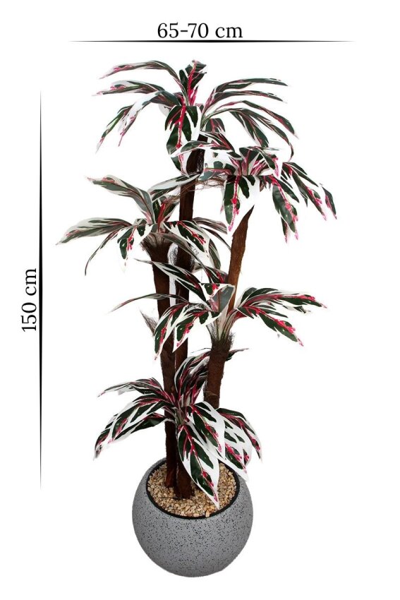 Küre Saksıda Yapay Ağaç Pembe Damarlı Cordyline 150 cm - 4