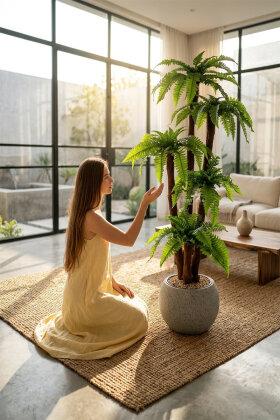 Küre Saksıda Yapay Ağaç Vian Cordyline 145 cm - Yapay Çiçek Deposu