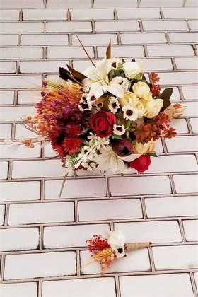 Armina Büyük Kuru Çiçek Gelin Buketi 2li Set - 3