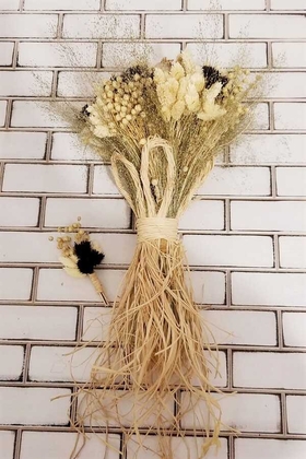 Kuru Çiçek Gelin Buketi Clara Mor Bej Naturel 2li Set - 4